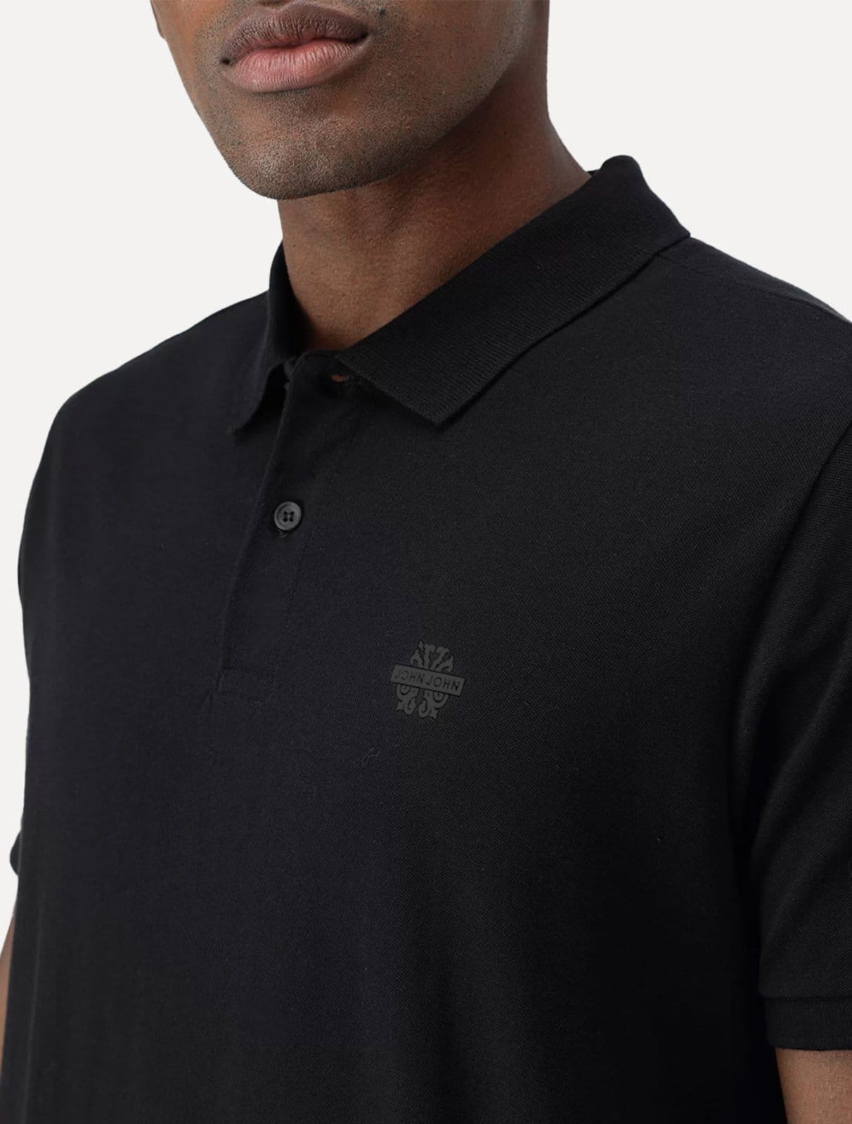 Vista 2 Polo John John Masculina Light Transfer Preta John John preto