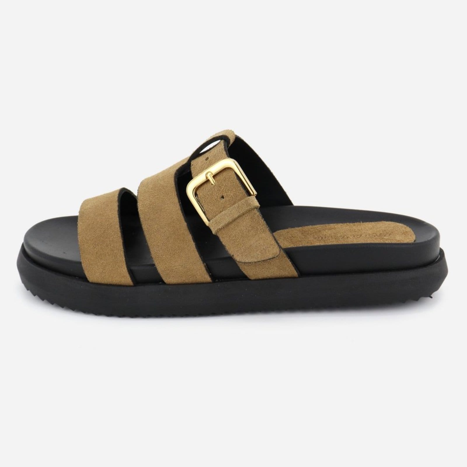 Vista principal Sandália Fácil Calce Confort Solado Maria Paula Couro Rasteiria MARIA PAULA marrom