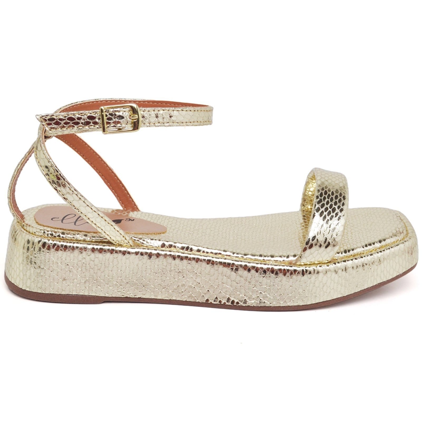 Vista 2 Sandália Flat Feminino Cristal Ouro Light Ella's ZAFREM dourado