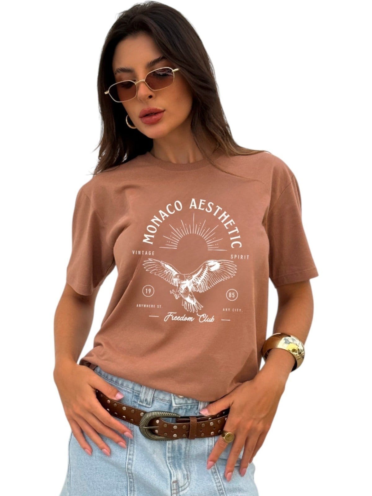 Camisa Feminina Cianitas Estampa Águia Monaco 100% algodão