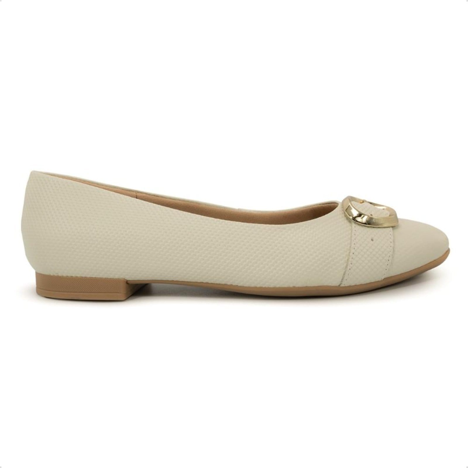 Vista principal Sapatilha Usaflex Feminina Couro Salto Rasteiro UD10002 Off-white Usaflex off-white white