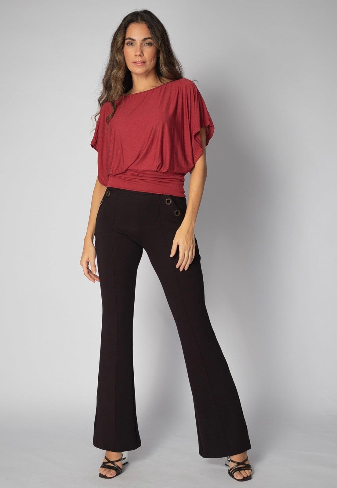 Vista 2 Calça Flare Amazonia Vital Malha com Ilhós Preta Amazonia Vital preto