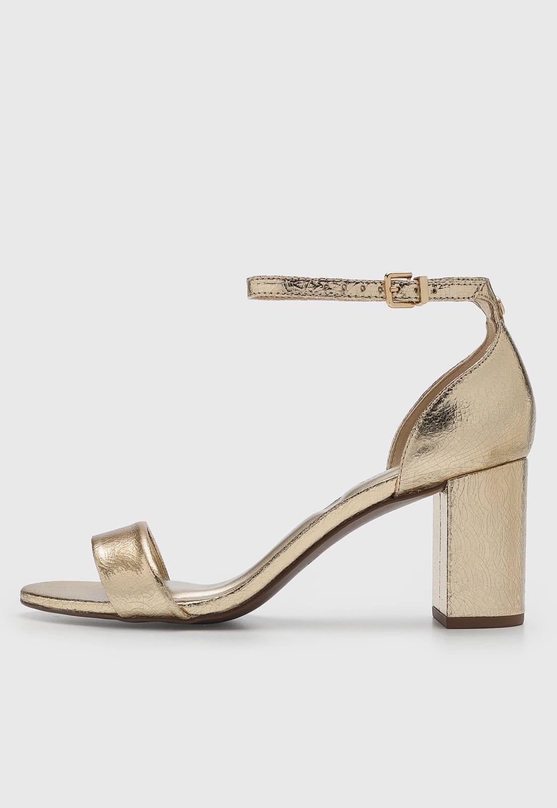 Vista principal Sandália Feminina Loucos e Santos Salto Bloco Dourada Loucos e Santos dourado
