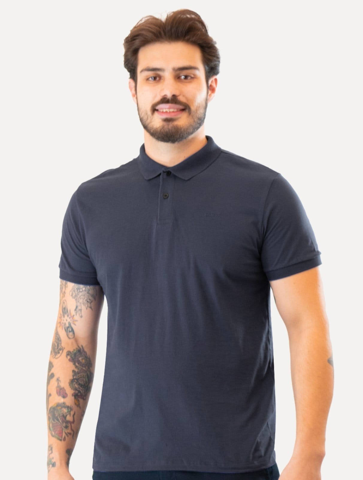 Polo Colcci Masculina Malha Class Navy Logo Azul Marinho