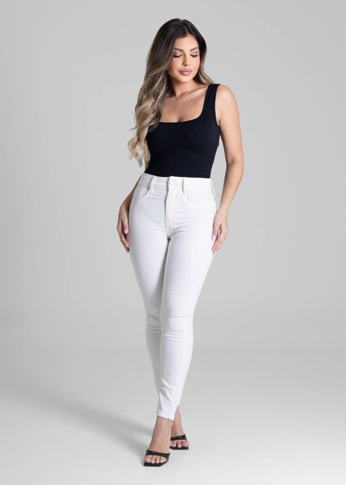 Vista 2 Calça Sarja Sawary Push Up -280908 Sawary bege