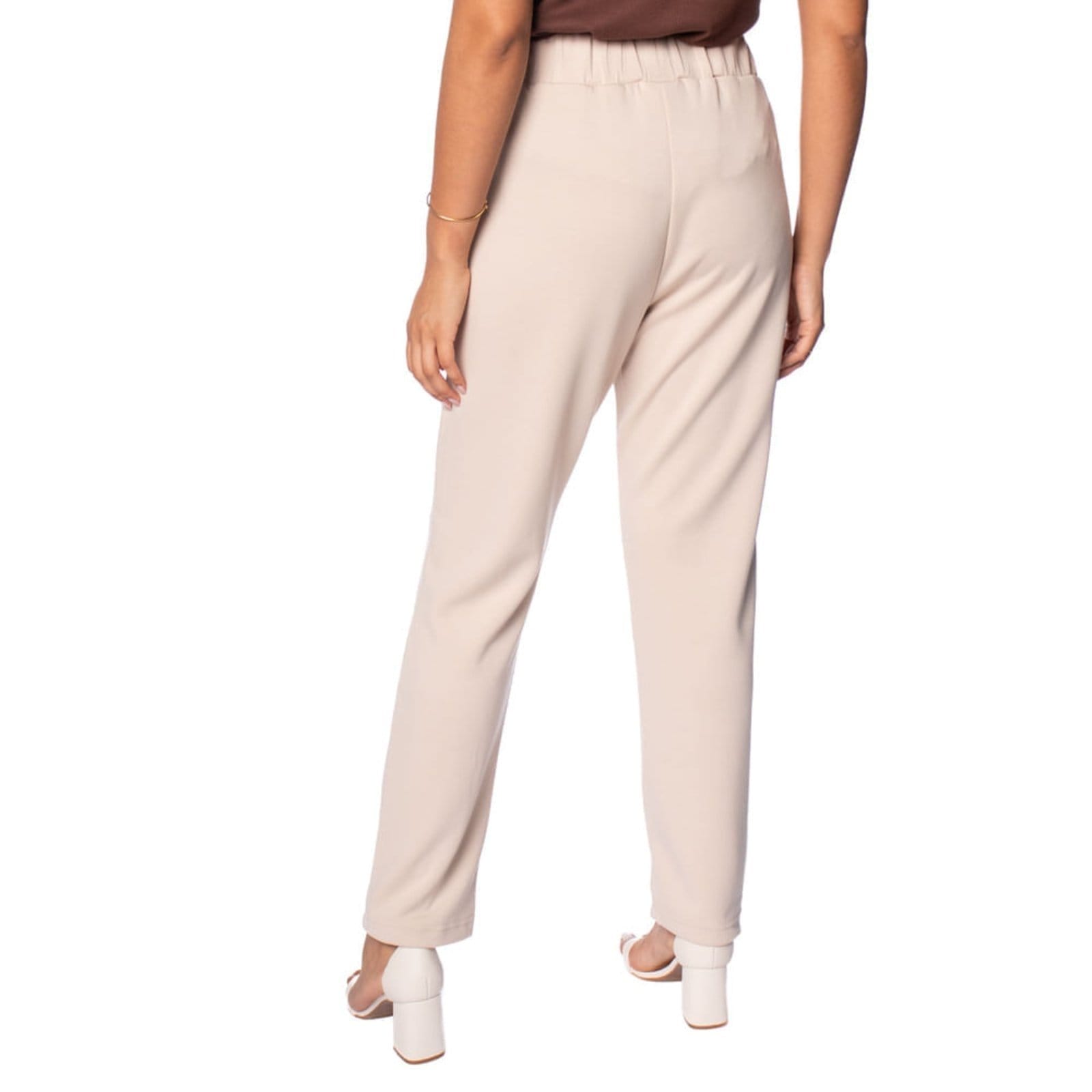 Vista 2 Calça Feminina Pellini Reta Cintura Alta Creme Pellini nude