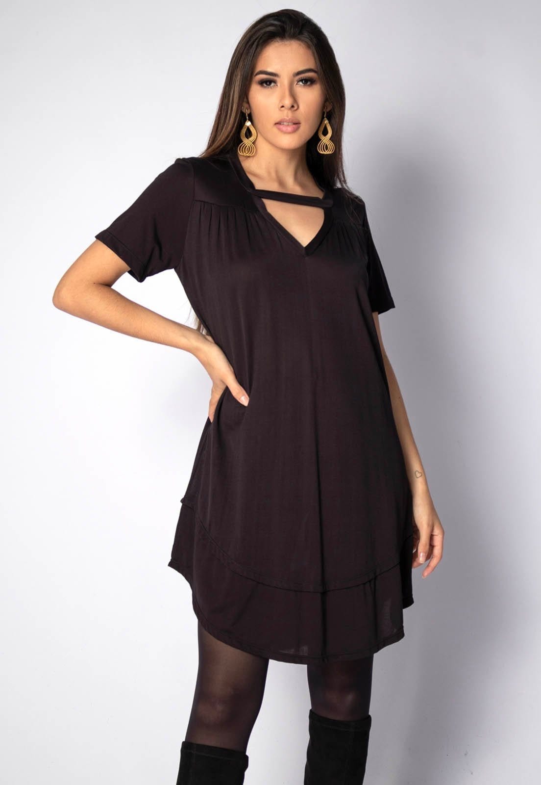 Vestido Curto Amazonia Vital Malha Manga Curta