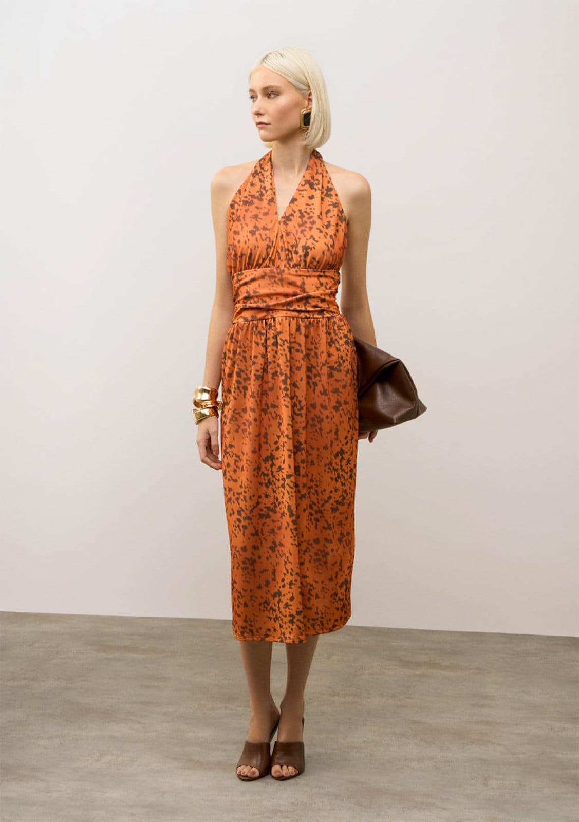 Vestido Iódice Solto Um Ombro Só Sem Manga Midi