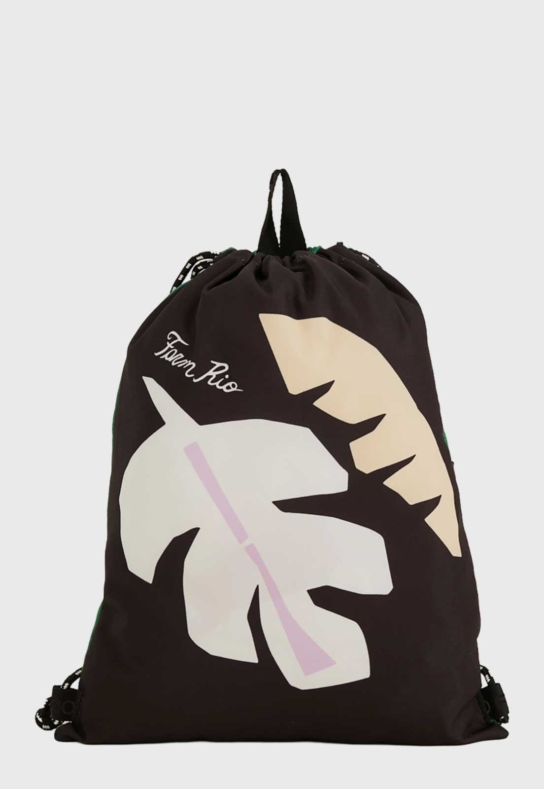 Mochila Feminina FARM Praiana Lenço Brasil Estampada Preta