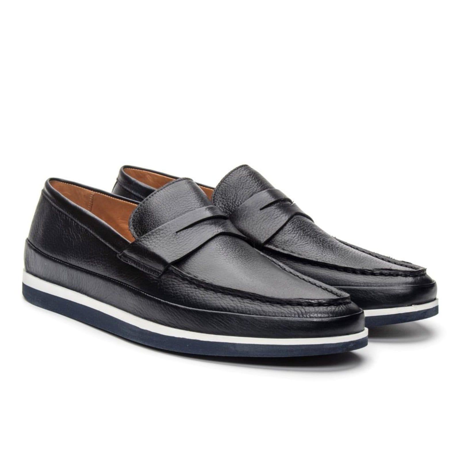 Vista 2 Sapato Loafer Pienza de Couro Jacometti Marinho Escuro Jacometti azul marinho