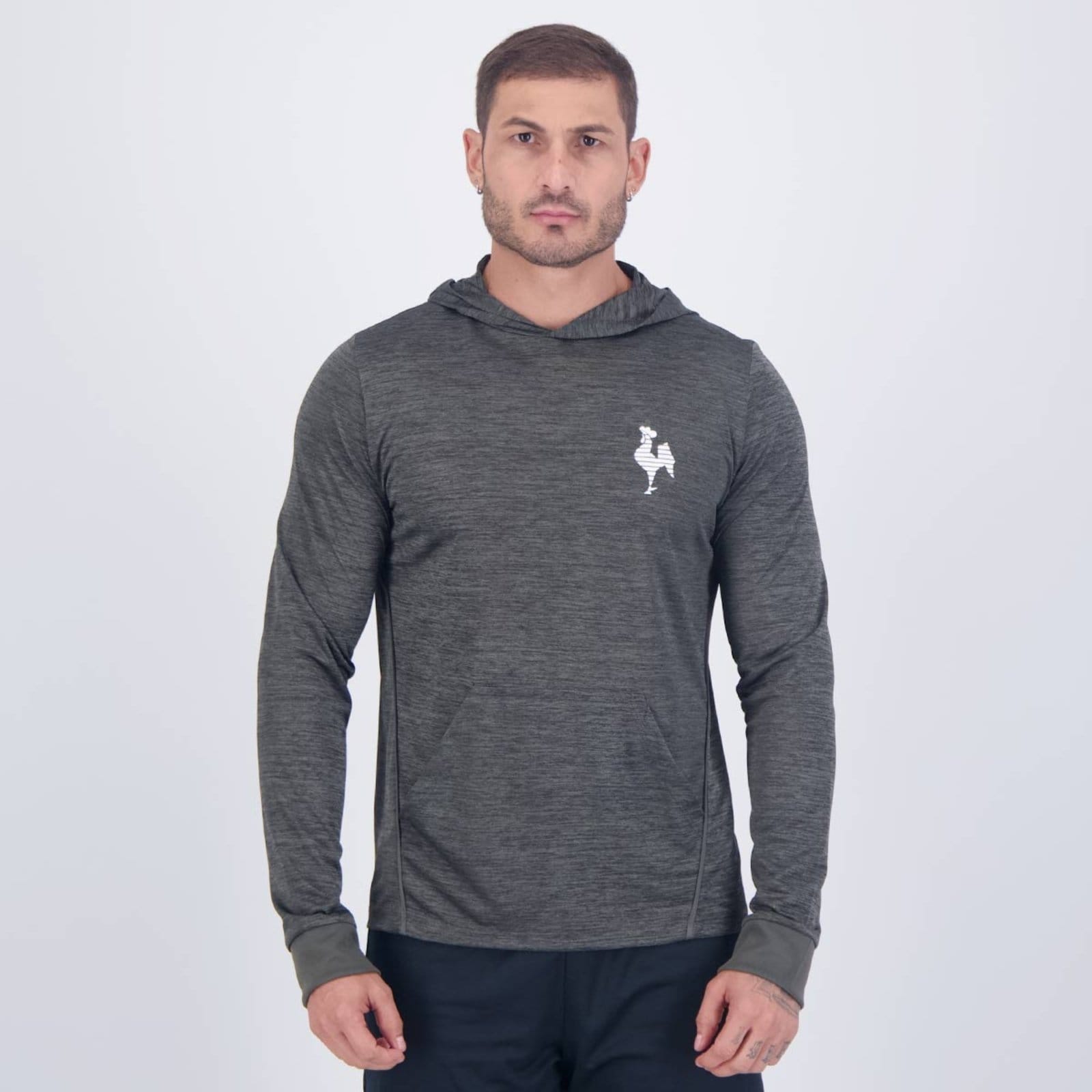 Vista 2 Blusa com Capuz Atlético Mineiro Rain Mescla braziline cinza