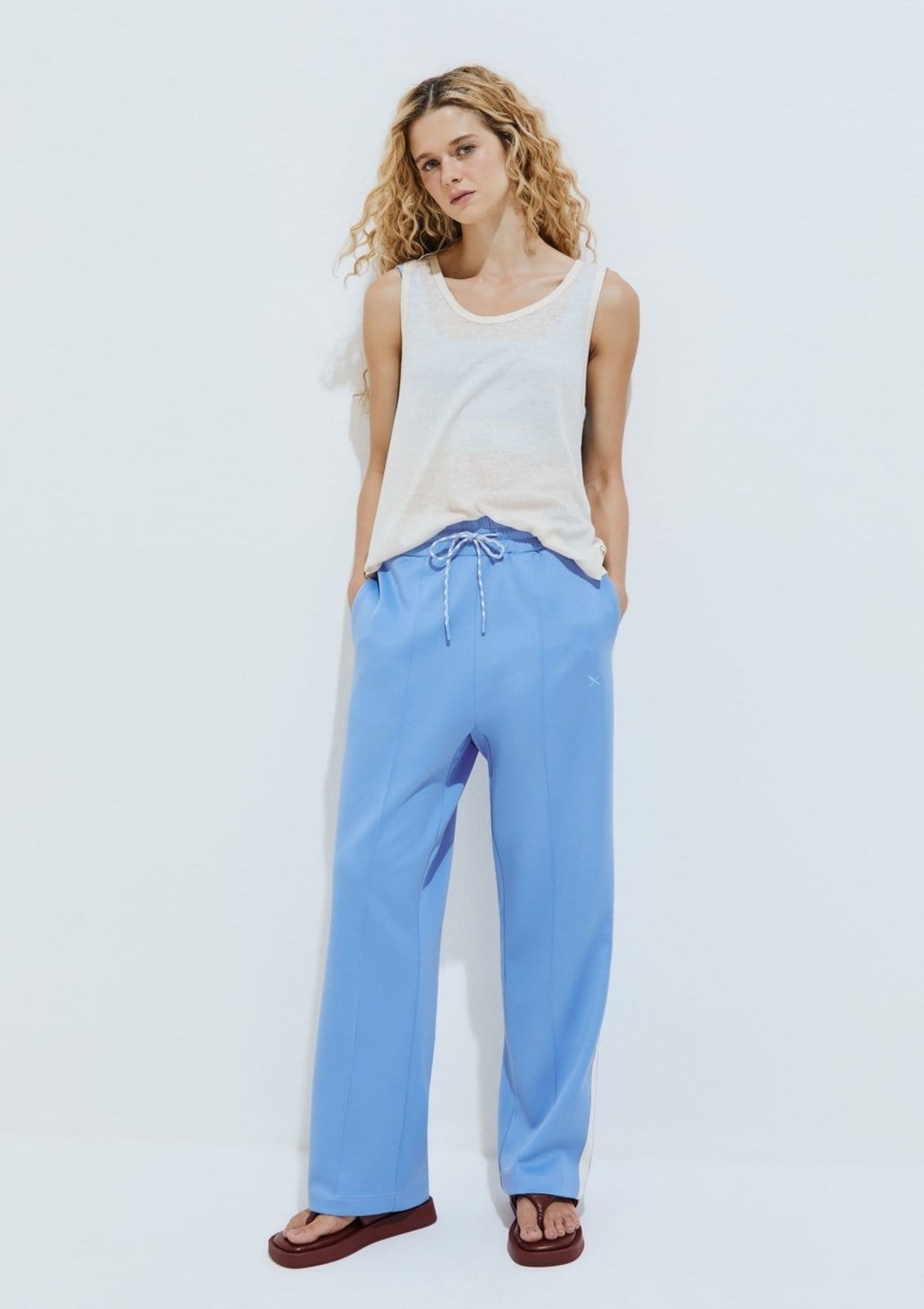 Vista principal Calça Feminina 1990 Cintura Alta Com Faixa Hering azul