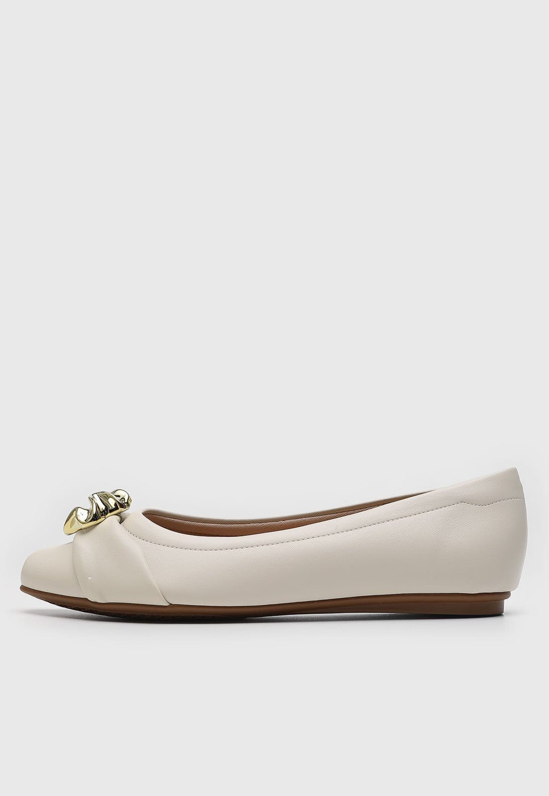 Vista principal Sapatilha Feminina Beira Rio Detalhe Metálico Dourado Off-White BEIRA RIO off-white white