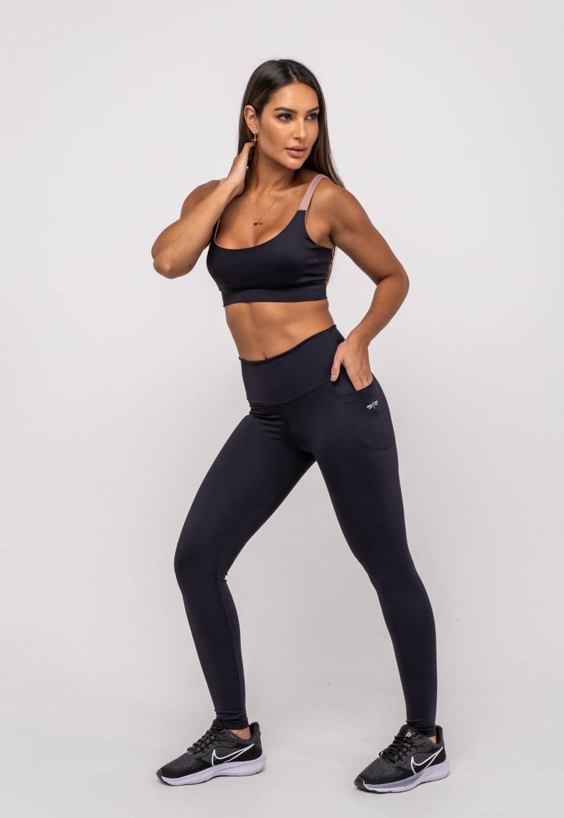 Vista principal Calça Legging Suplex Poliamida Com Bolso Salvatore Salvatore Fashion preto