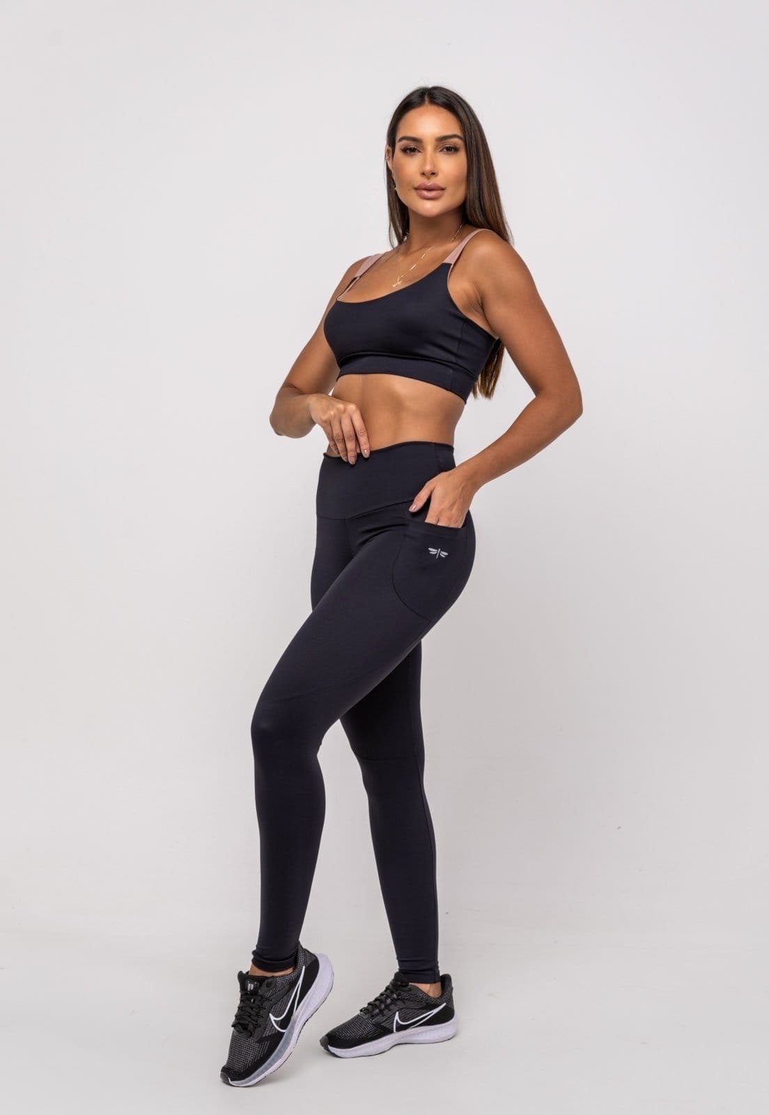 Vista 2 Calça Legging Suplex Poliamida Com Bolso Salvatore Salvatore Fashion preto
