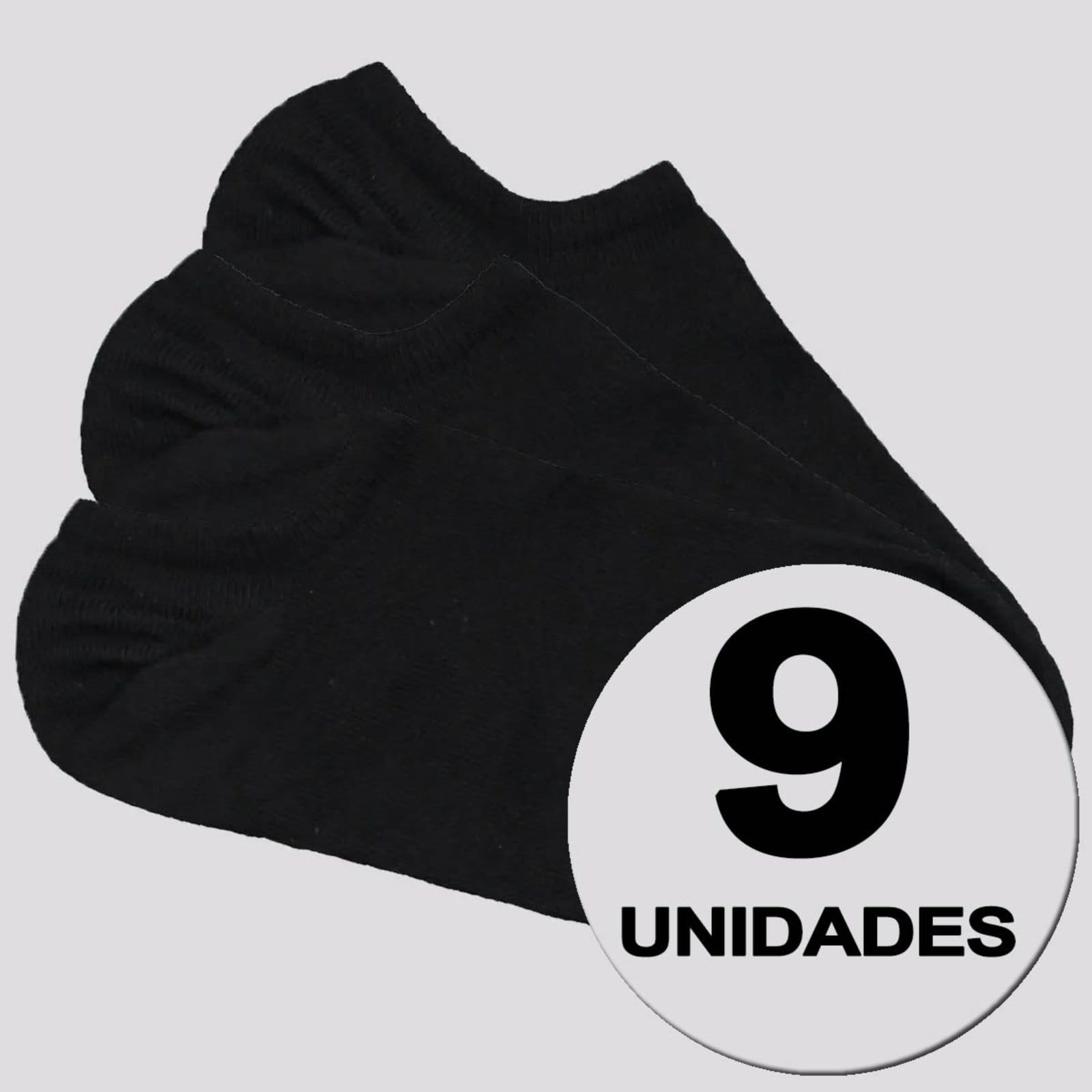 Kit Meia Selene Sapatilha Invisível Feminina 9 Pares Preta
