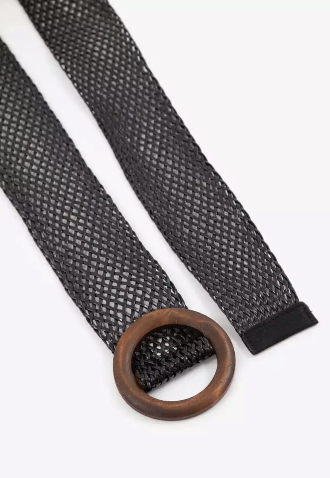 Cinto Elástico Amazonia Vital Inspiração Palha Fivela Redonda em Madeira Jacuí