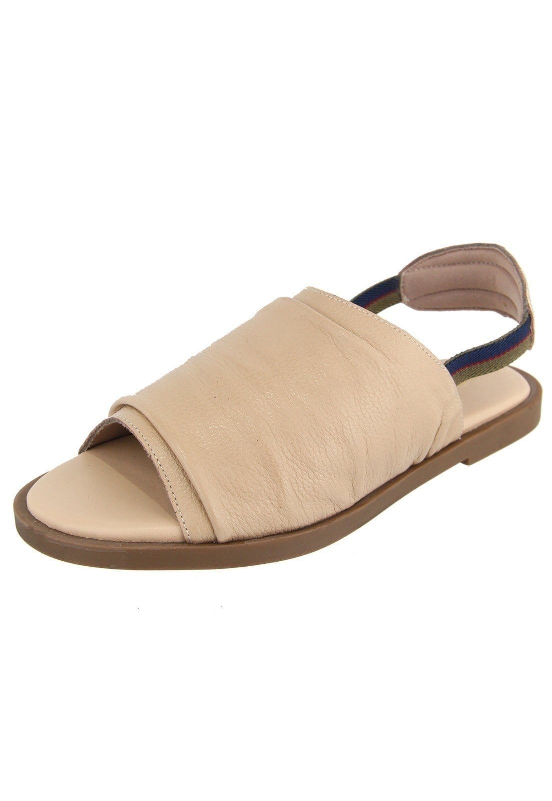 Vista principal Rasteira em Couro Palmilha Extra Conforto Calce Fácil Maria Paula Amêndoa MARIA PAULA nude