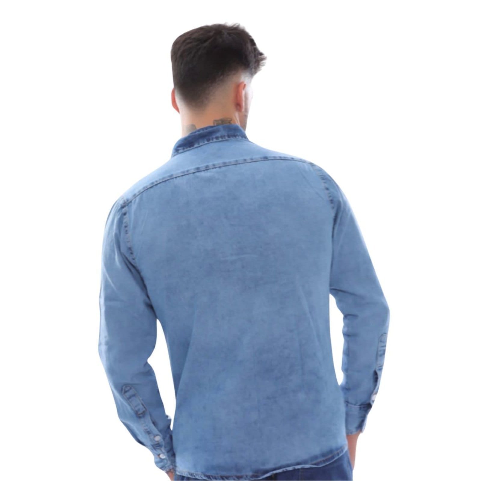 Vista 2 Camisa Masculina Jeans Manchada Jeans Loka azul