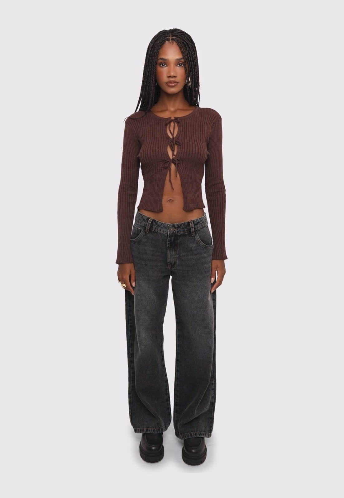 Vista principal calça jeans britney estonado Mundo Lolita mundololita cinza