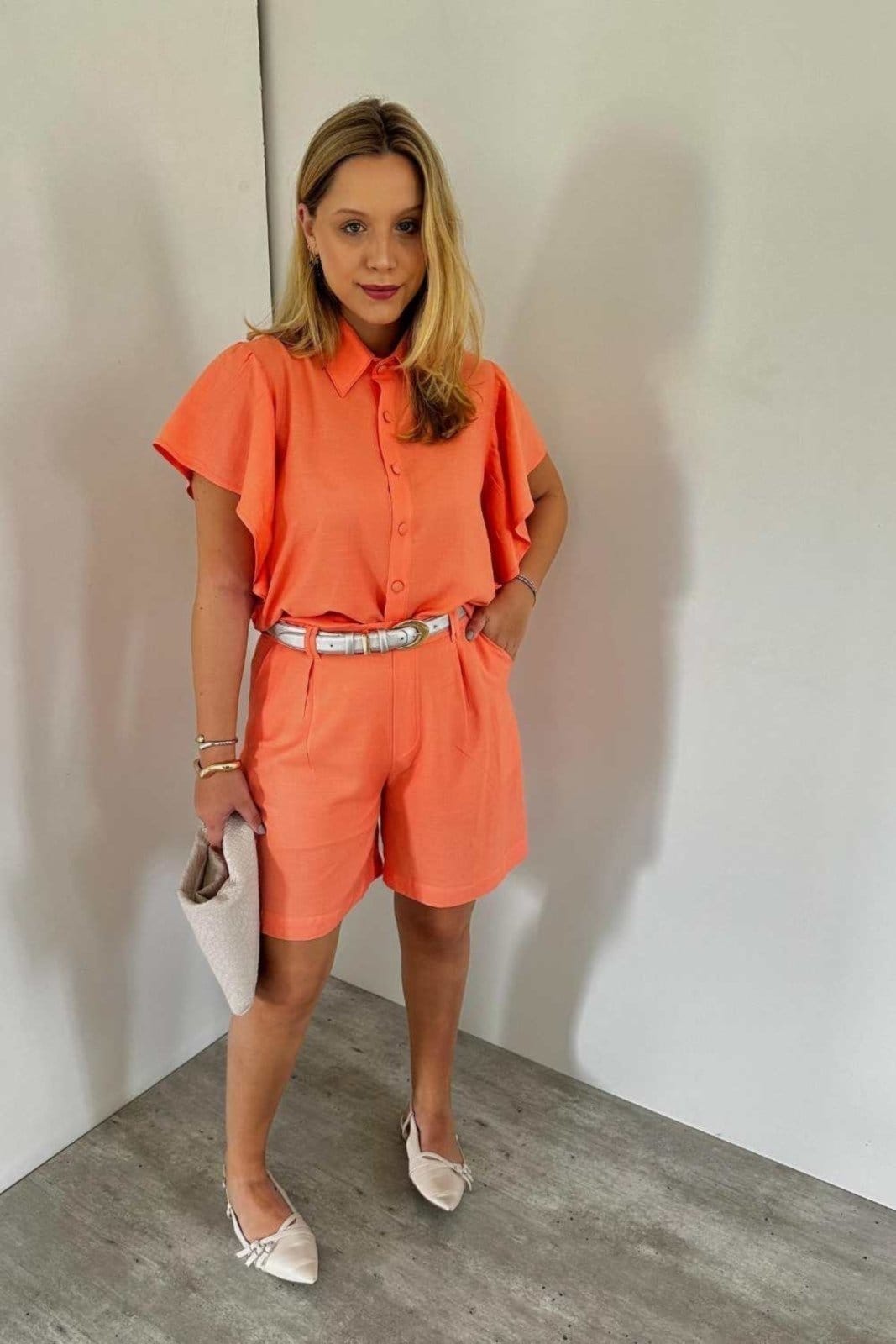 Bermuda Vanibele Viscolinho Goiaba