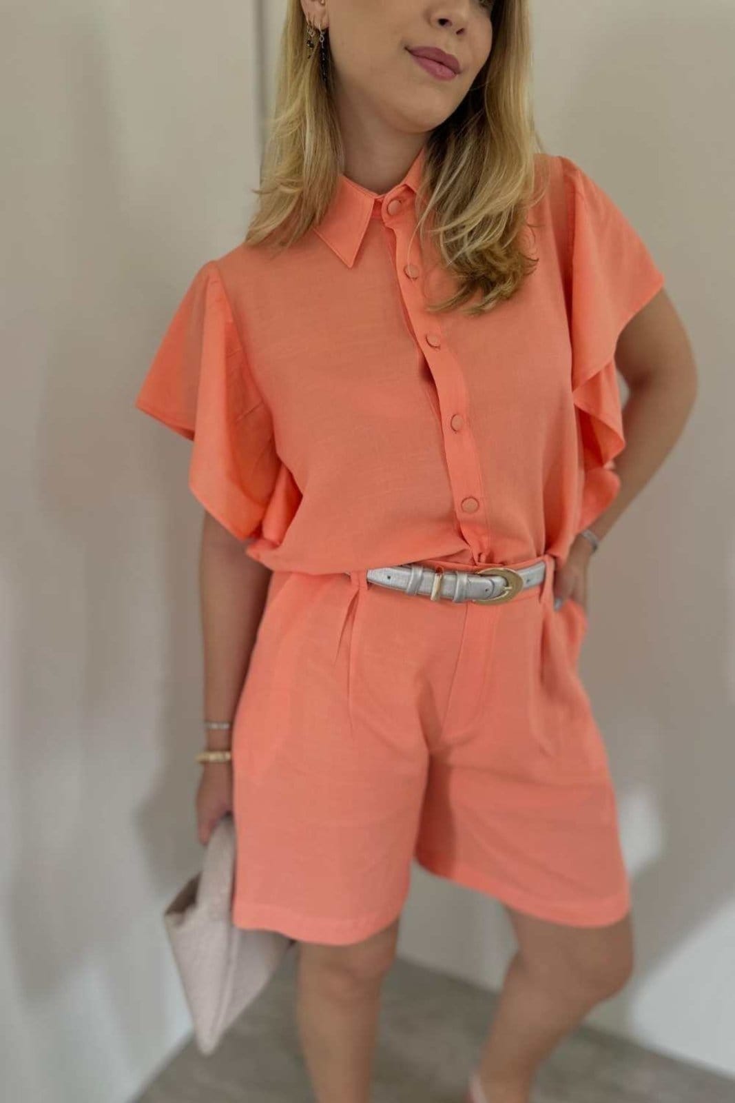 Vista 2 Bermuda Vanibele Viscolinho Goiaba Vanibele rosa