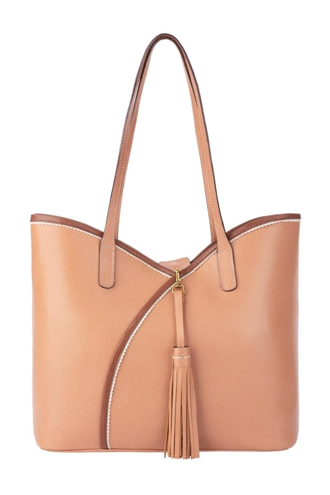 Bolsa Andrea Vinci Grande De Couro Liso Rachel Whisky