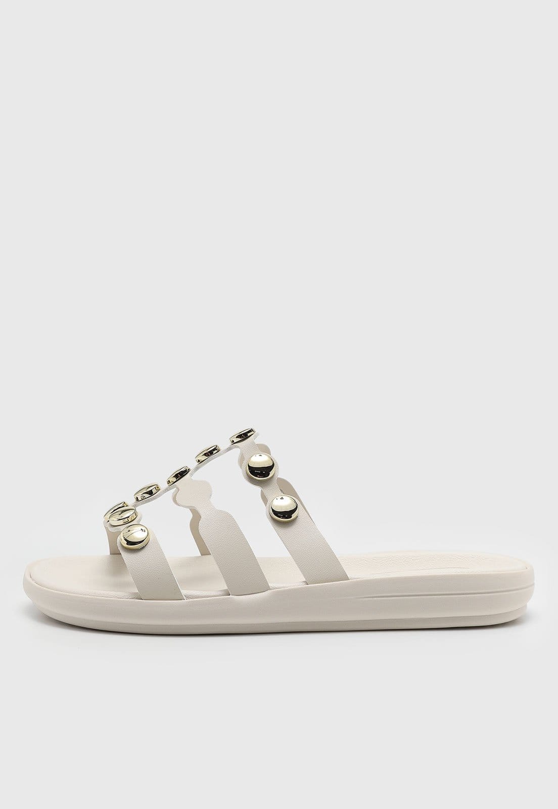 Vista principal Rasteira Moleca Tiras Onduladas Metalizadas Off-White MOLECA off-white white