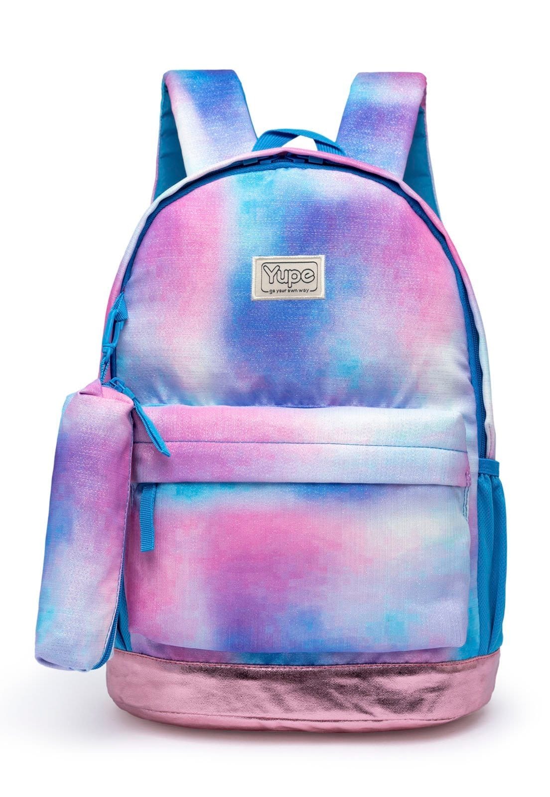Vista principal Infantil - Mochila Feminina Casual Bolsa Estojo Espaçosa Escola Faculdade YUPE multicolorido