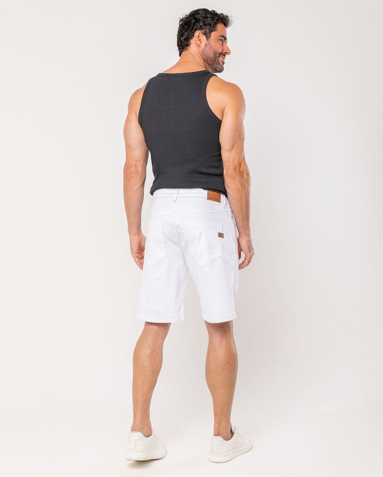 Vista 2 Bermuda Sarja Masculina Slim Fit 25181 Consciência branco