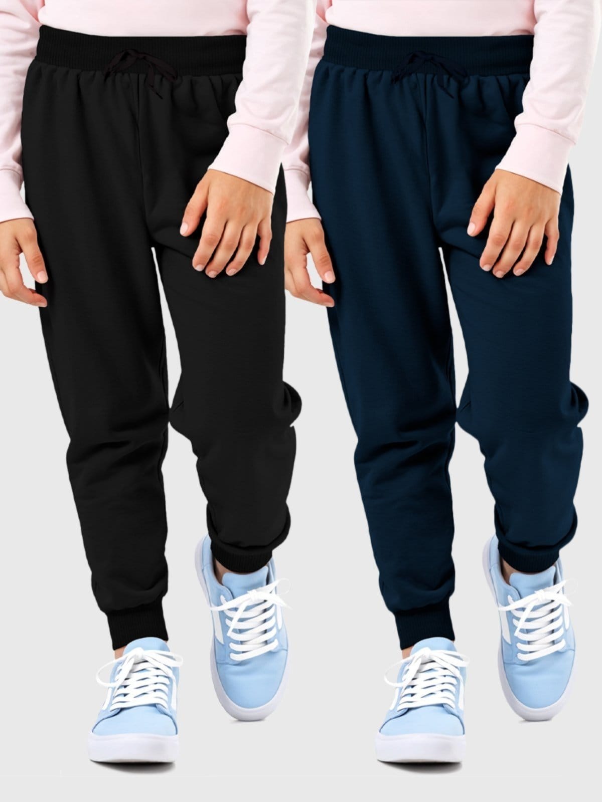 Vista 2 Infantil - Kit Calças Moletom Menina Marinho Benellys azul marinho/preto