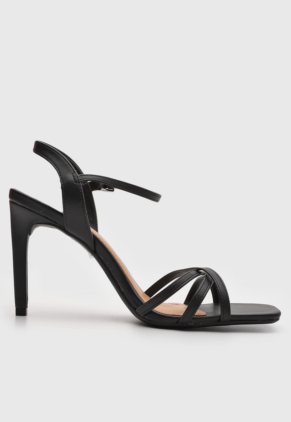 Vista 2 Sandália Feminina Santa Lolla Salto Alto Tiras Finas Preta Santa Lolla preto
