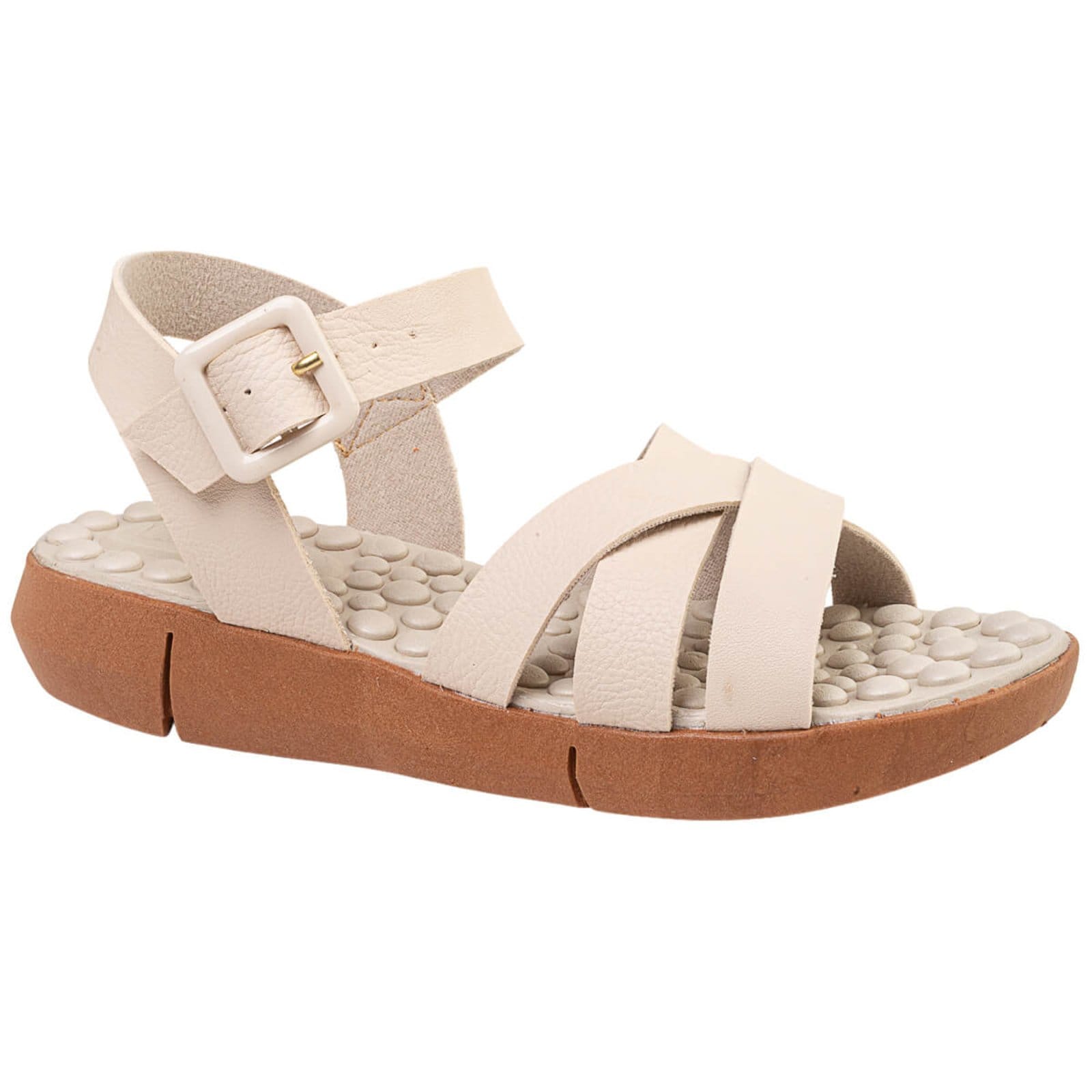 Sandalia Feminina Ortopédica Massageadora Confortável Macia e Leve Via Angel 56.05 Off White