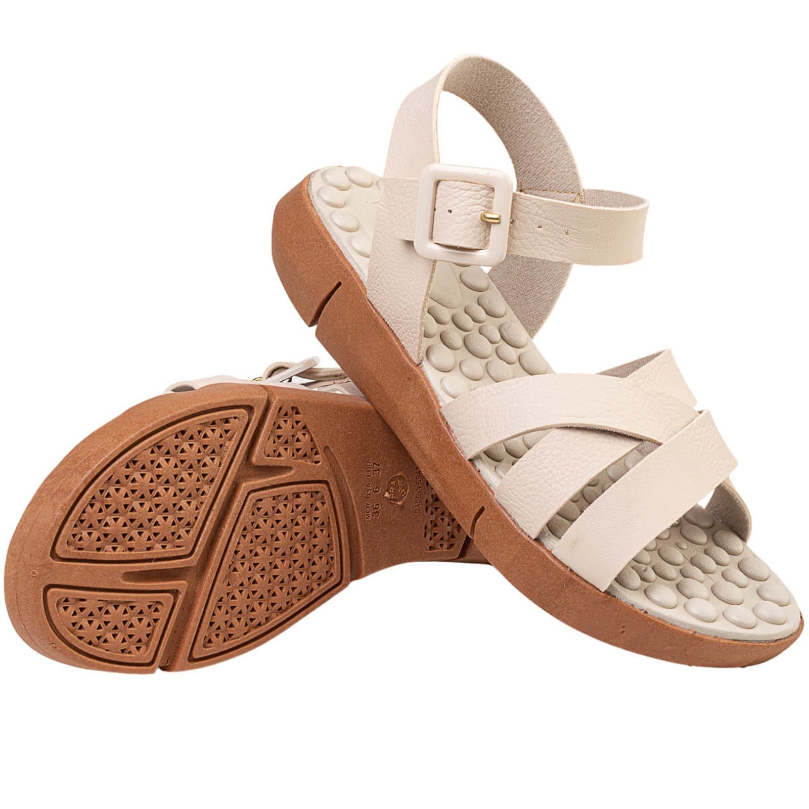 Vista 2 Sandalia Feminina Ortopédica Massageadora Confortável Macia e Leve Via Angel 56.05 Off White VIA ANGEL off-white white