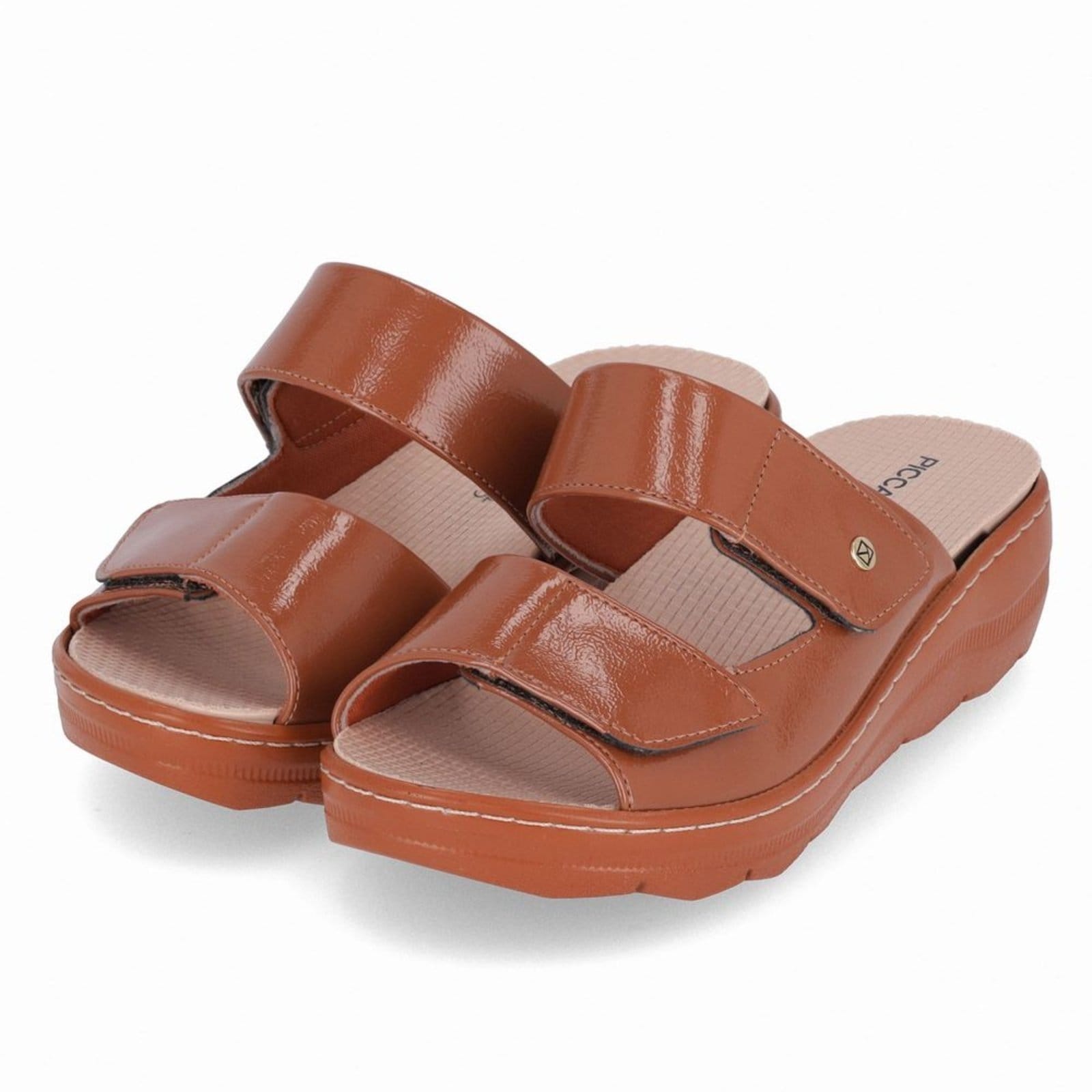 Vista 2 Tamanco Spa Anabela Médio Ocre Piccadilly marrom ocre