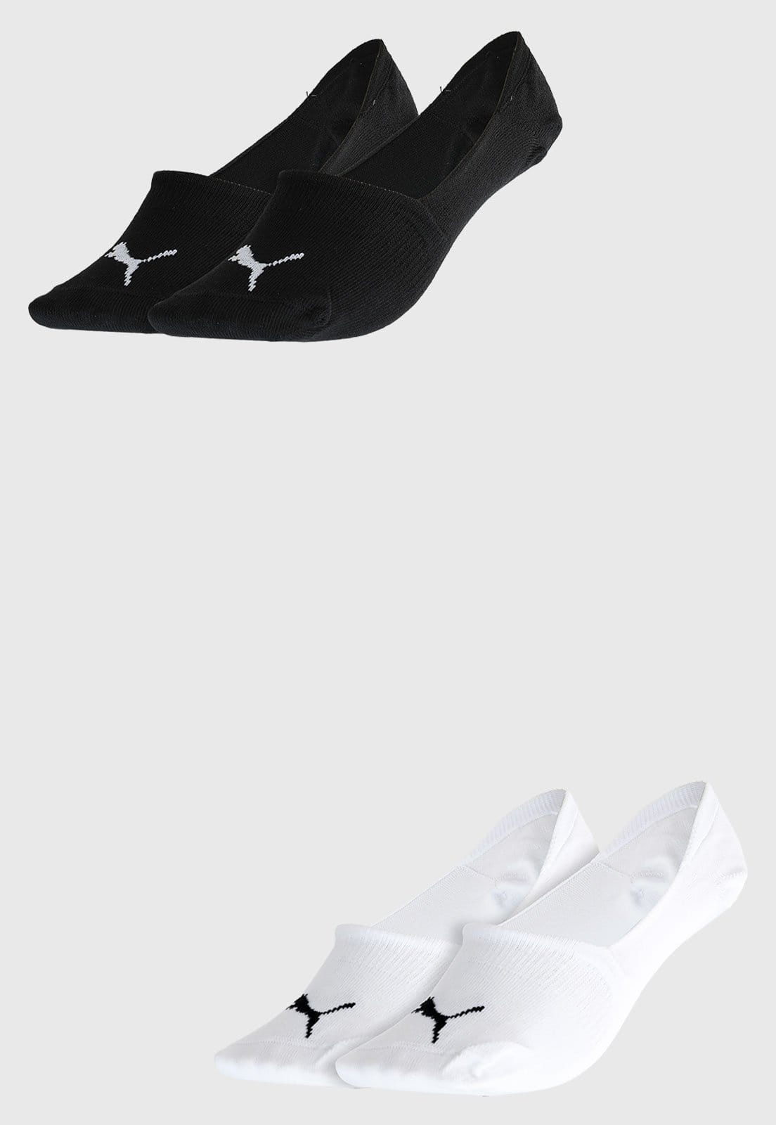 Kit 2pçs Meia Puma Invisível Logo Preta - 2