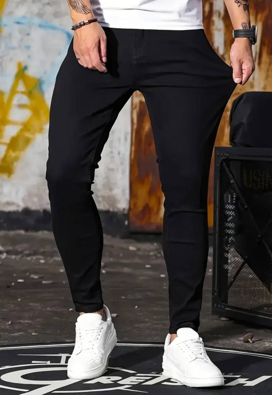 Vista 2 Calça Jeans Preta Masculina Skinny Premium com Elastano e Costura Reforçada Preta TEX JEANS preto