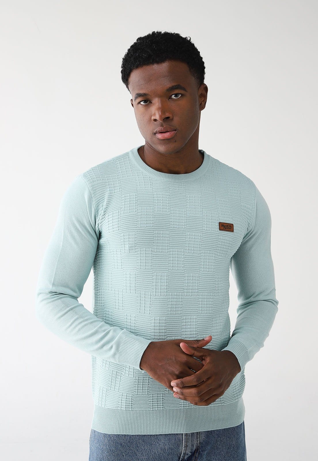 Suéter Tricot Red Nose Reto Texturizado Azul