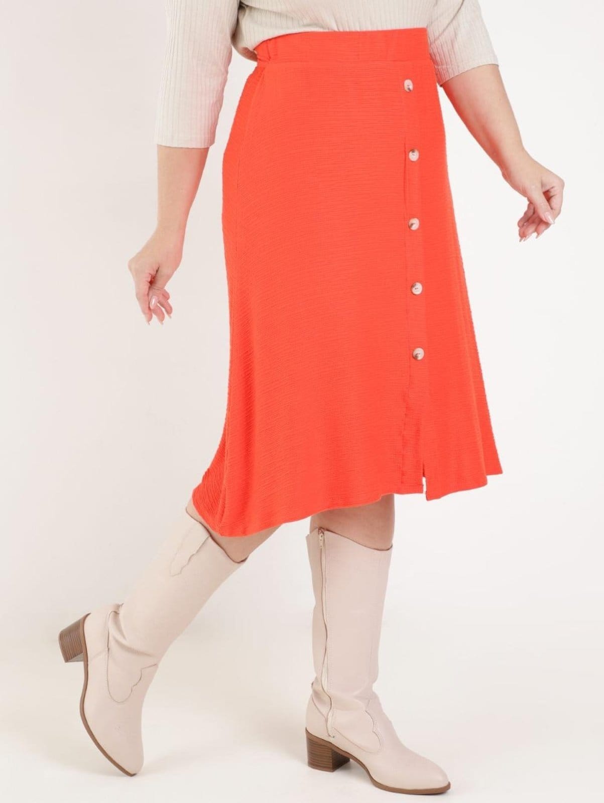 Vista principal Saia Média Autentique Plus Size Feminina Autentique laranja
