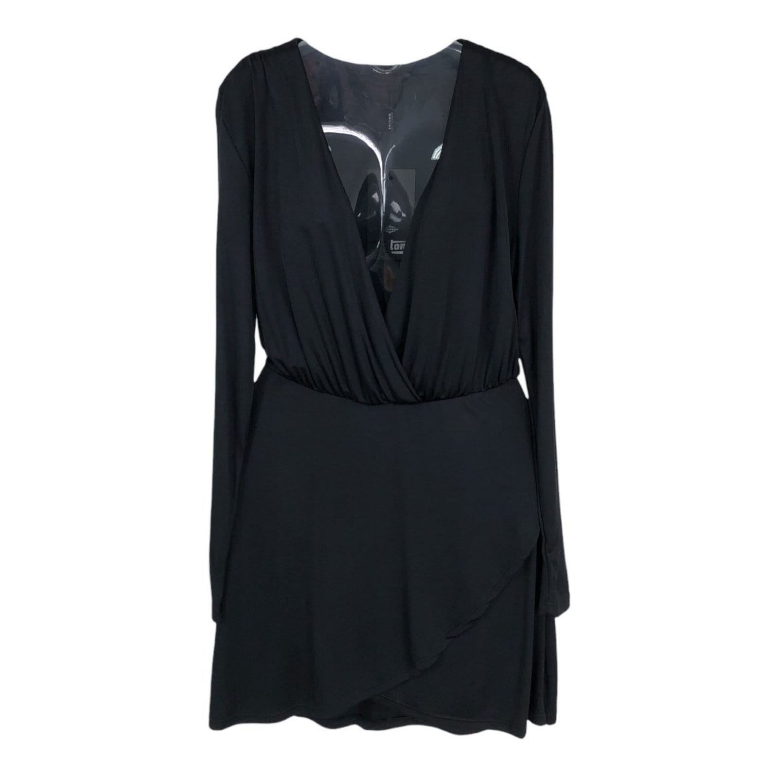 Vista principal Vestido Manga Longa Com Transpasse Triton Triton preto