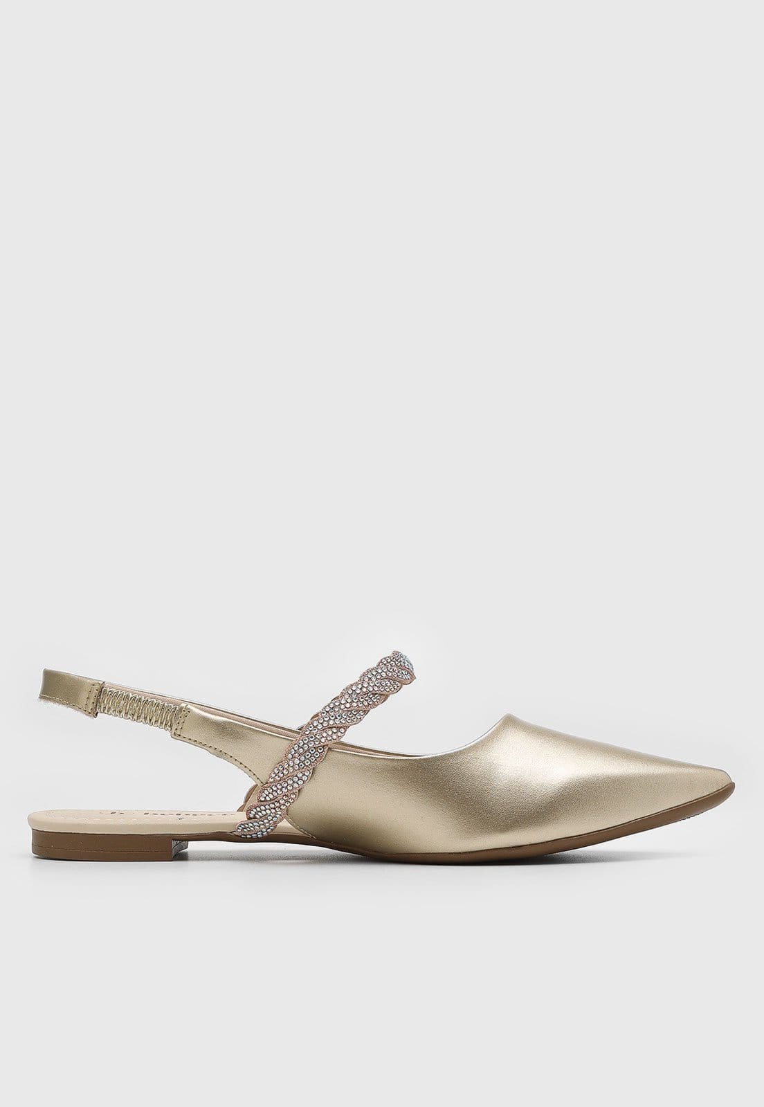 Vista 2 Sapatilha Feminina cê Tira Trançada Metalizada Dourada BEBECÊ dourado