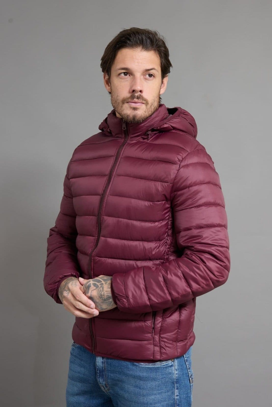 Vista principal Jaqueta Puffer Bobojaco Bolso Invisível Dialogo Jeans Bordo Dialogo Jeans bordô