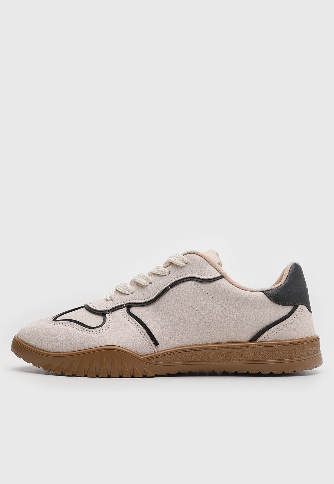 Vista principal Tênis Feminino Moleca Cadarço Off-White e Preto MOLECA off-white white