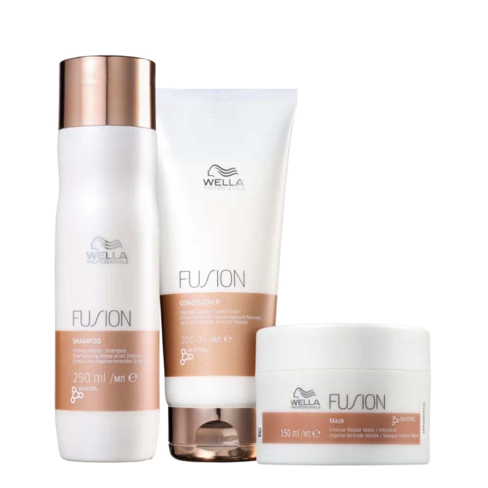 Kit Wella Fusion Shampoo 250Ml + Condicionador 200Ml + Mascara
