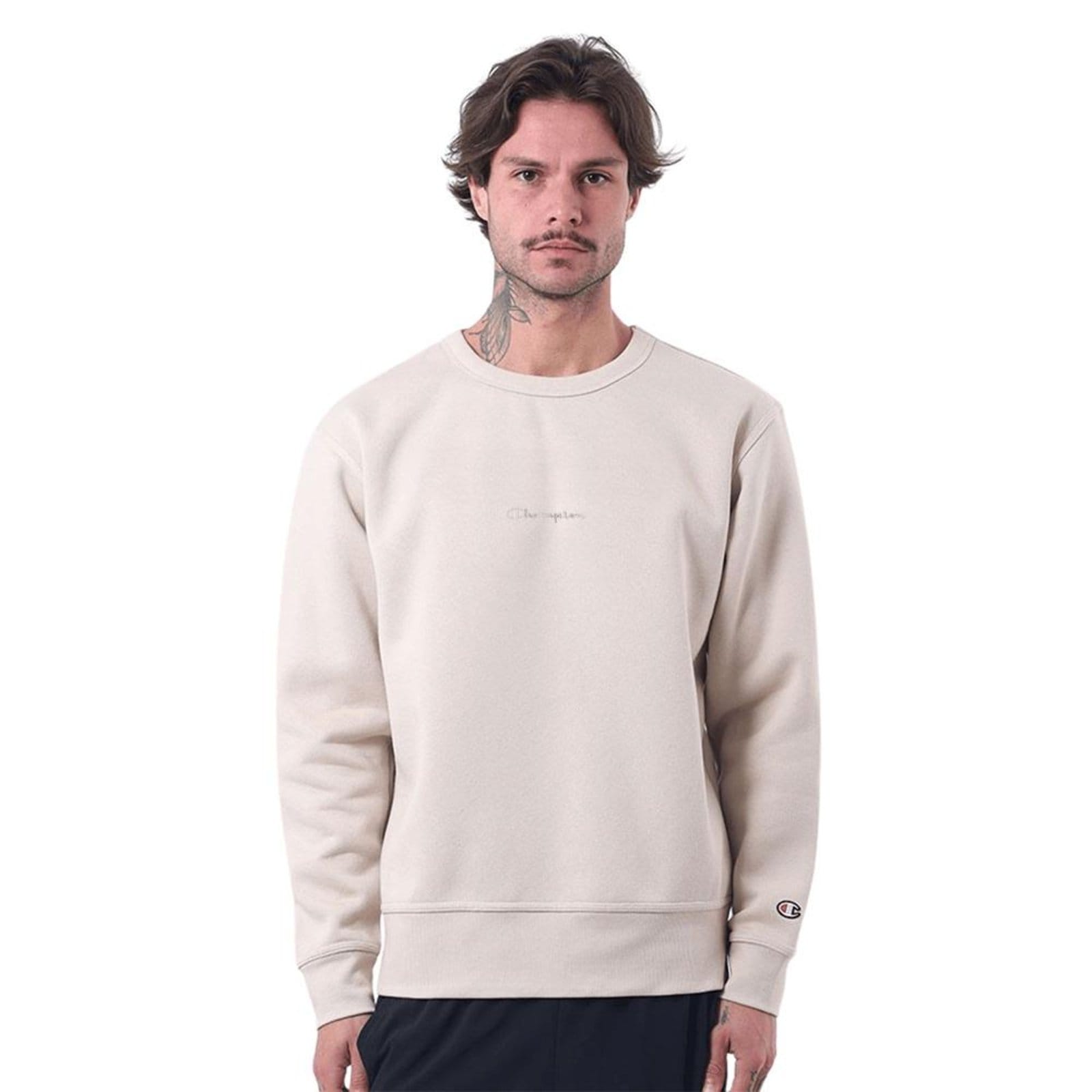 Vista 2 Moletom Champion Felpado Careca Script Champion bege