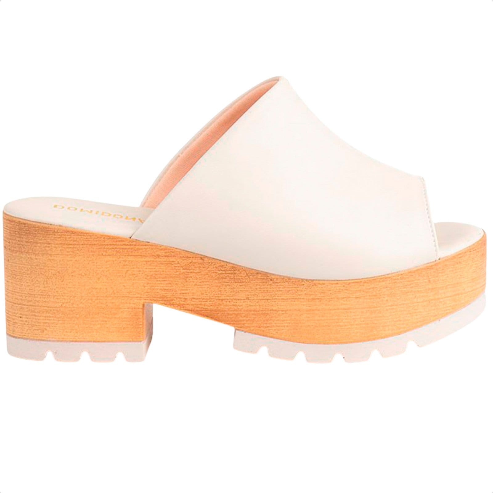 Vista 2 Tamanco Feminino Plataforma Tratorado Clog Madeira Confort Domidona off-white
