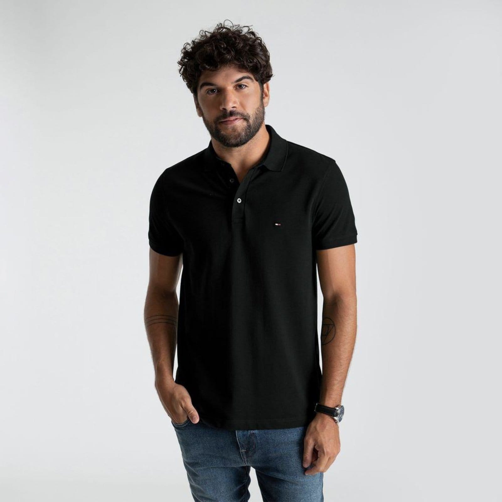 Polo 1985 Slim Tommy Hilfiger Preta