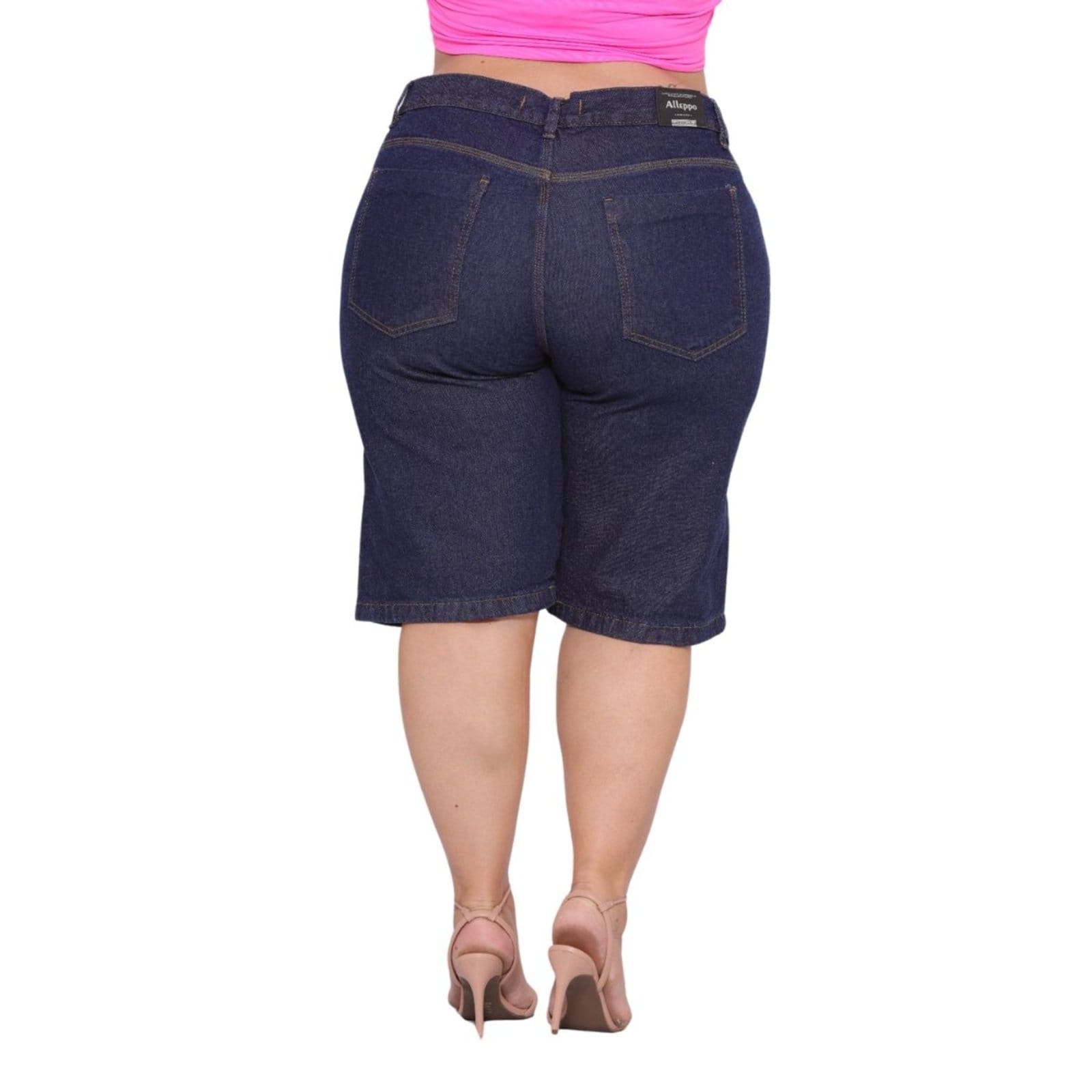 Vista 2 Bermuda Feminina Plus Size Jeans Escuro Jeans Loka azul marinho