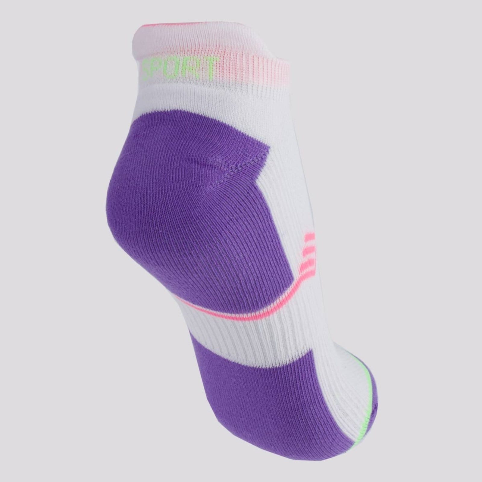 Vista 2 Meia Selene Sapatilha Performance Feminina Banca e Roxa SELENE branco