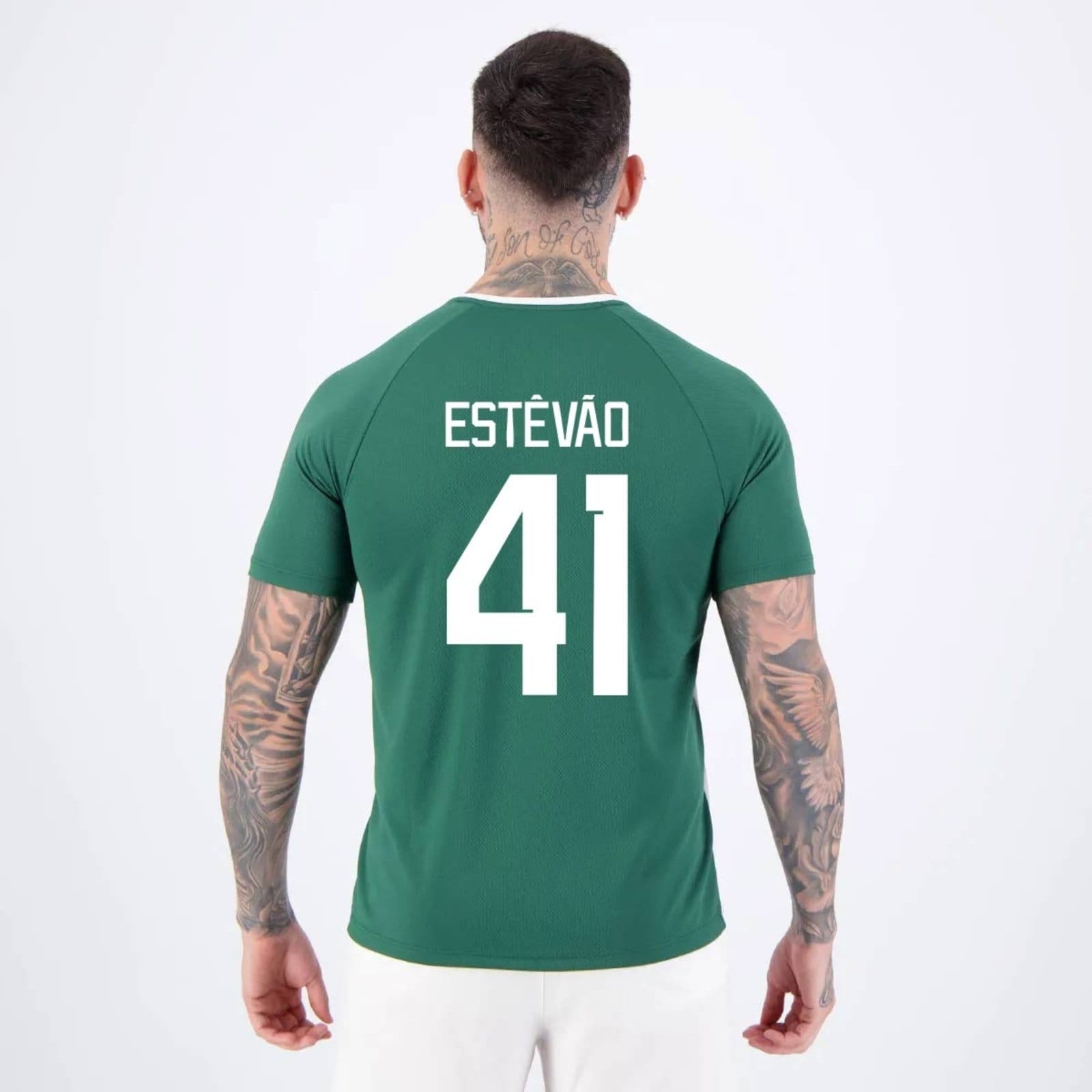 Camisa Palmeiras Estevão 41 Alviverde Branca e Verde
